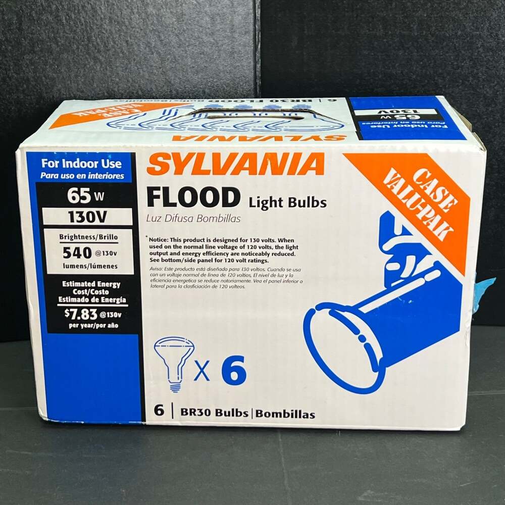 Sylvania BR30 Flood Light Bulbs 65W 130V Soft White 6 Pack New Sealed 15172